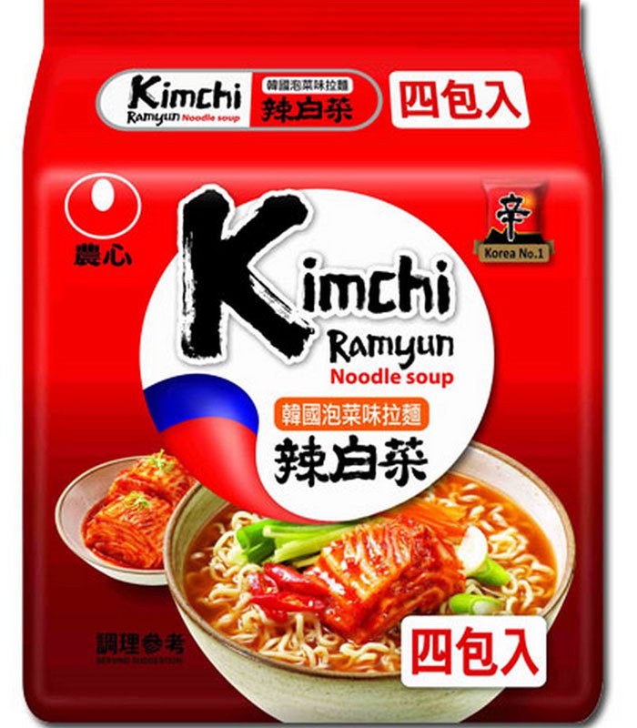 MyHuo Recommended Snacks 買貨推薦零食 - 農心韓國泡菜味拉麵  - 4包/袋