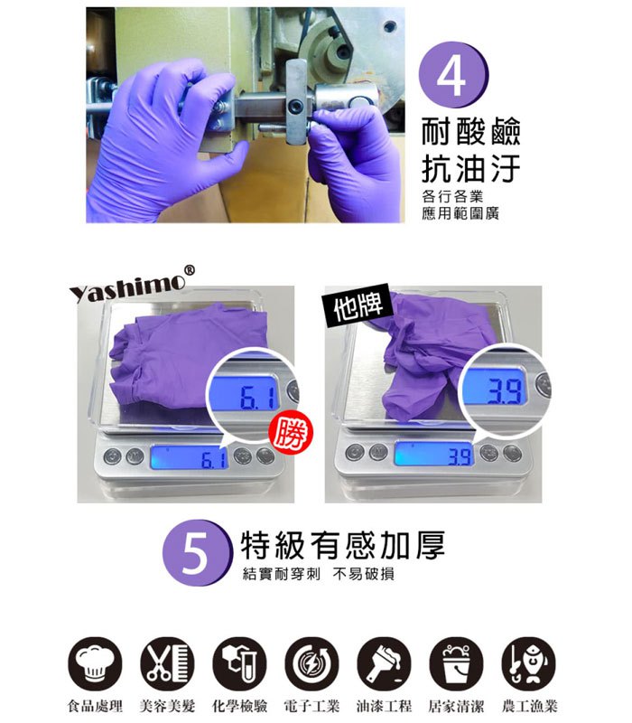MYHUO LifeStyle 買貨生活 - Yashimo 紫色無粉加厚NBR手套 NBR檢驗手套/可觸控螢幕 - 100入