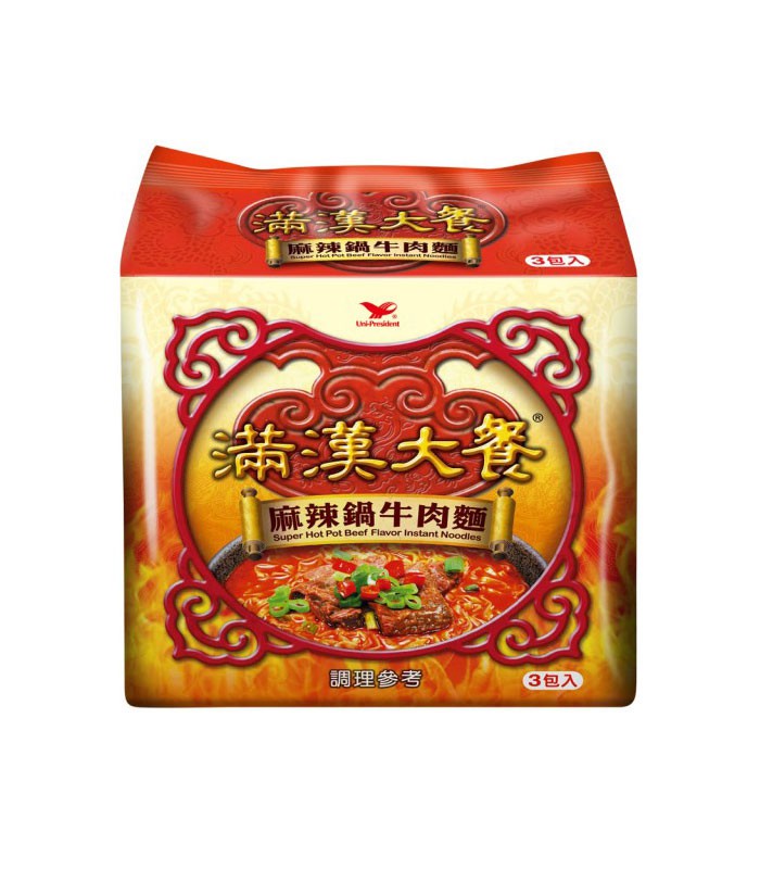 湯 / 乾拌麵 - 滿漢大餐 麻辣鍋牛肉麵  - 3包/袋