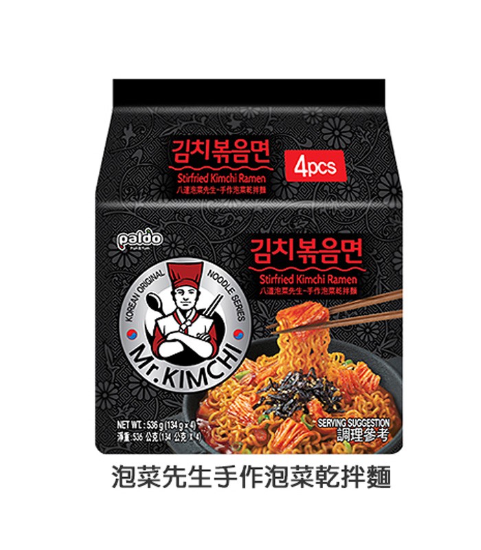 MyHuo Recommended Snacks 買貨推薦零食 - 韓國 八道Paldo~泡菜先生手作泡菜乾拌麵  - 134g*4