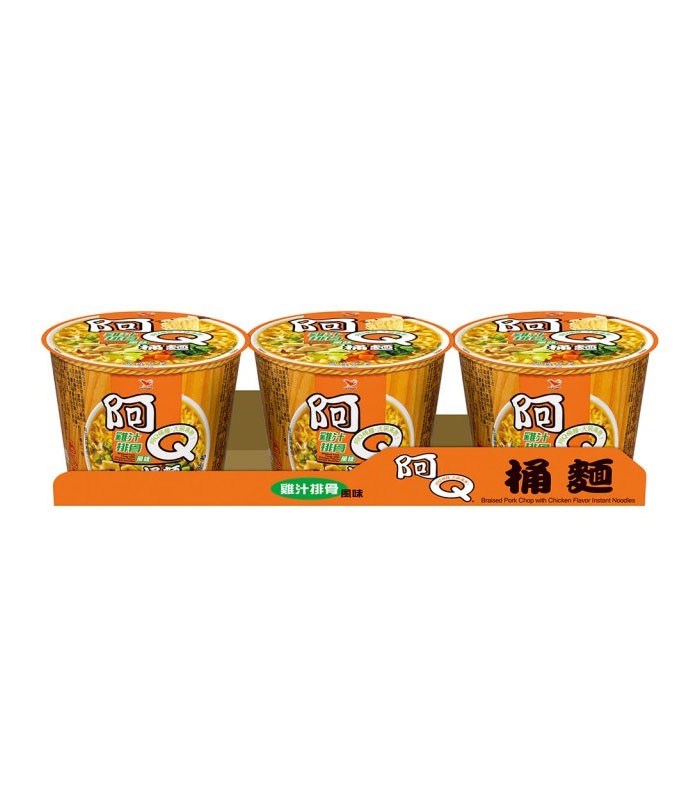 MyHuo Recommended Snacks 買貨推薦零食 - 阿Q桶麵 雞汁排骨風味  - 3入