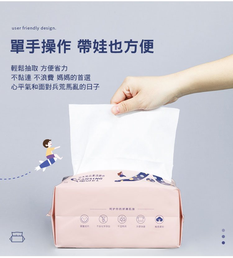 AMORTALS 爾木萄 - 嬰兒棉柔乾濕兩用巾(100片)  - 3入