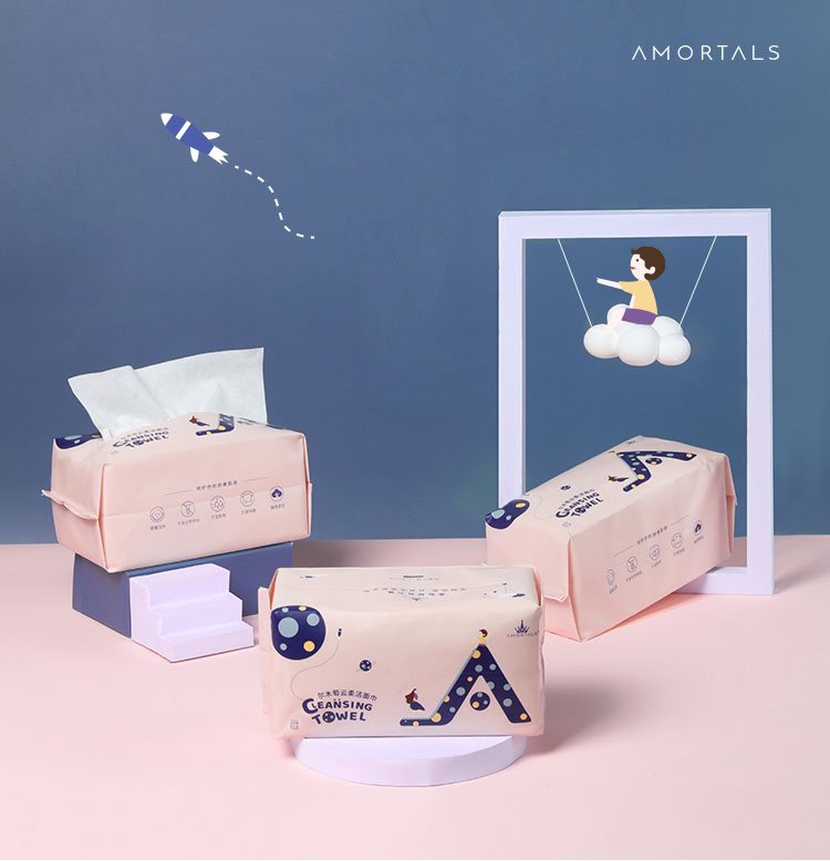 AMORTALS 爾木萄 - 嬰兒棉柔乾濕兩用巾(100片)  - 3入