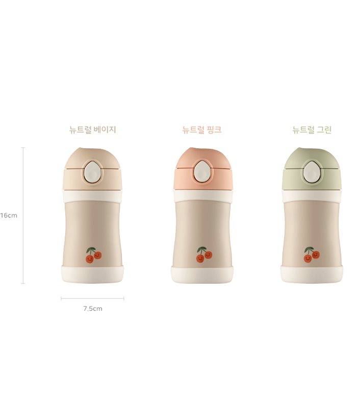 MYHUO LifeStyle 買貨生活 - 韓國Thermos foogo可愛圖案兒童保溫杯280ml(櫻桃) - 1入