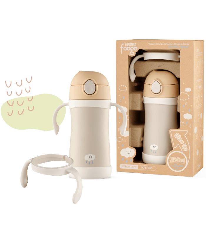 MYHUO LifeStyle 買貨生活 - 韓國Thermos foogo可愛圖案兒童保溫杯350ml(雲朵) - 1入