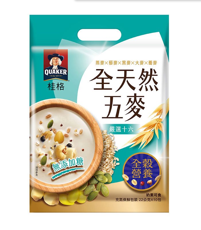 QUAKER 桂格 - 全天然五麥-嚴選十六無添加糖  - 22gx10入