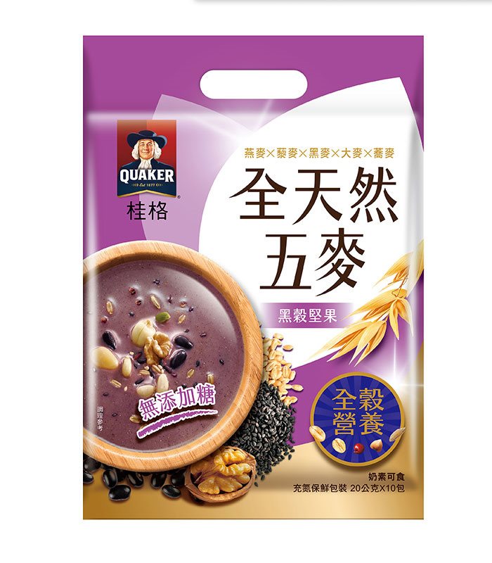 QUAKER 桂格 - 全天然五麥-黑穀堅果無添加糖  - 20gx10入