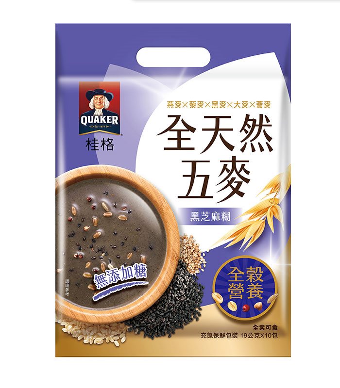 QUAKER 桂格 - 全天然五麥-黑芝麻糊無添加糖  - 19gx10入