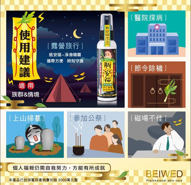 MYHUO Sundries 買貨小東西 - BEIWED 瓶安福 平安四草淨化噴霧  - 60ml