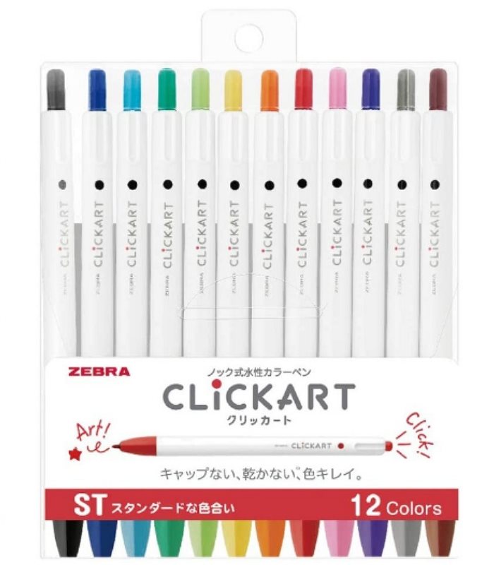 Japan buyer 日本直購專區 - 日本 ZEBRA CLiCKART 按壓式水性筆 12色 - 12pcs