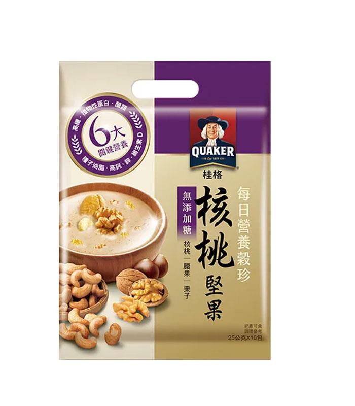 QUAKER 桂格 - 營養榖珍麥片-核桃堅果無糖  - 25gX10入