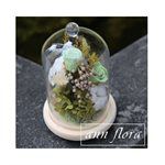 MYHUO LifeStyle - ann flora 木底玻璃鐘罩永生花組合-1入