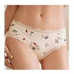 Qmomo - Hello Kitty 睏飽飽【包臀棉感三角褲】sleeping 單內褲(牛奶白)